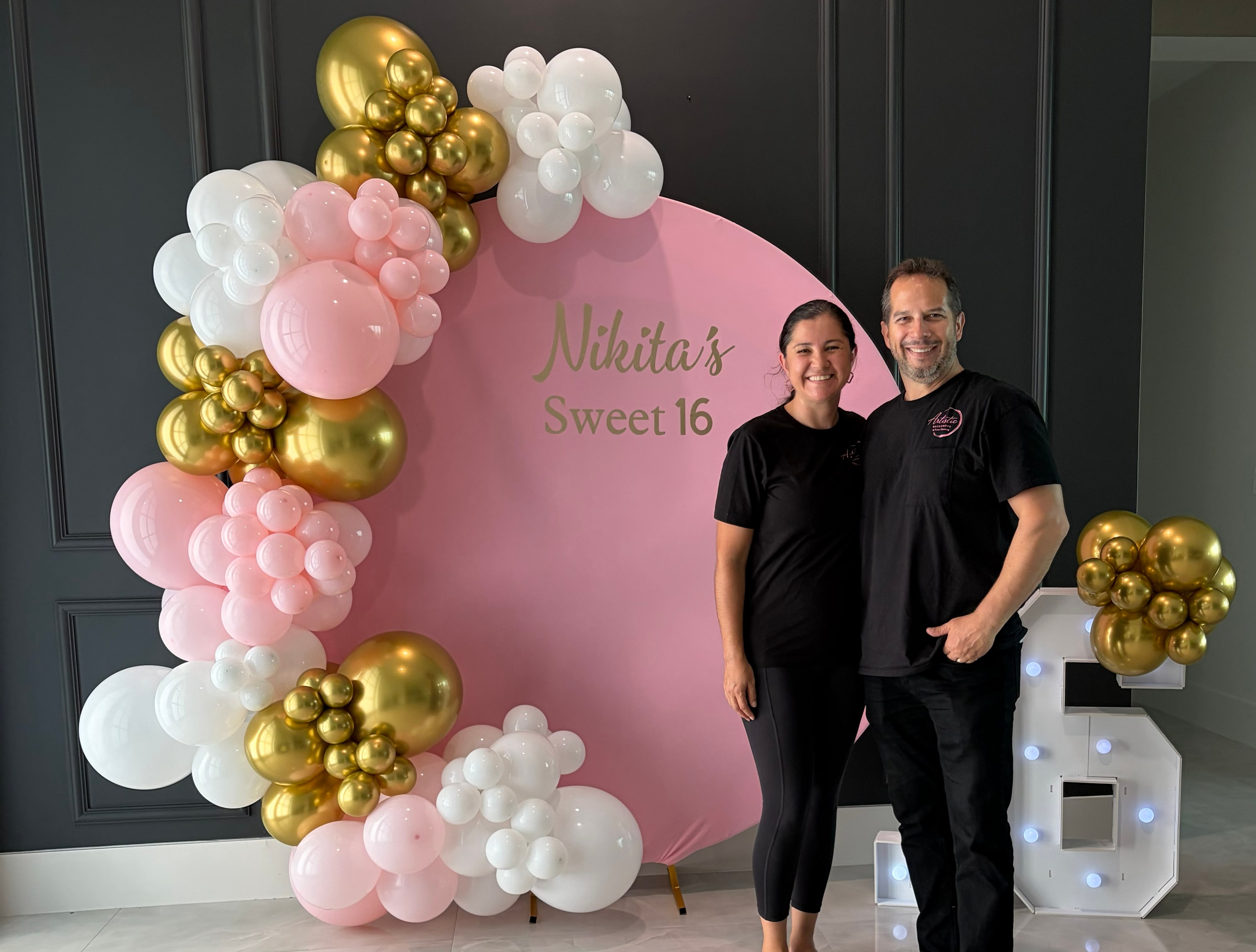 Artistic Backdrops team at a Sweet 16 event